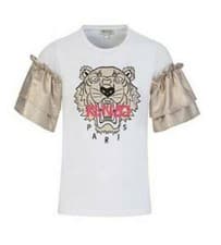 Image of GENUINE KENZO GIRLS FOIL FRILL TIGER T-SHIRT IN WHITE SIZE 6 YEARS - NEW