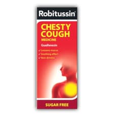 Image of Robitussin Cough Medicine Mixture CHESTY Guaifenesin Sugar Free Syrup