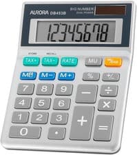 Image of Aurora DB453B Semi Desktop Calculator (With Tax Function), Silver