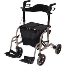 Image of Aidapt Hybrid Duo 2-in-1 Lightweight Folding Rollator Walker Transit Wheelchair