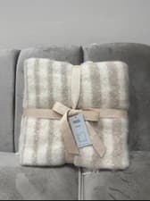Image of Natural Brushed Tassel Check Throw - 150cm x 120cm