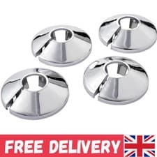 Image of High-Quality Chrome 15mm Radiator Pipe Sleeves - Pack of 4 for Pipe Covering