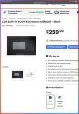 Image of CDA VM131BL 25L 900W Built-In Microwave
