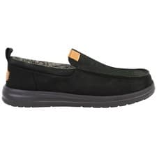Image of Hey Dude Wally Grip Slip-On Black Smooth Leather Mens Shoes 37959_70776