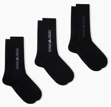 Image of Emporio Armani AF20083 0554 Jacquard Logo Print Calza Essential 3 Pack Socks