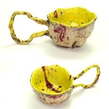 Image of Cup mug ceramic glazed stoneware "Gourmand" unique Prof em A Loeschner-Gornau 05