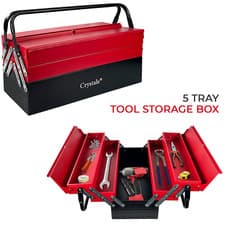 Image of Heavy Duty 470mm Metal Cantilever 5 Tray Toolbox Storage Tool Box Red New