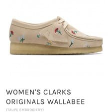 Image of Clark’s Wallabee Taupe Embroidery Size U.K. 6/39.5 Brand New Never Worn Boxed
