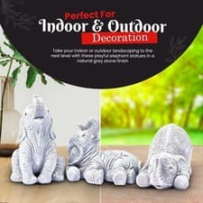 Image of GARDEN ORNAMENTS LAUGHING ELEPHANTS DECORATIVE OUTDOOR INDOOR LARGE 23cm