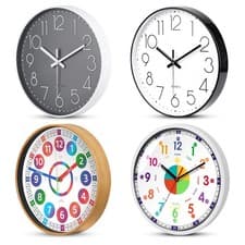 Image of Round Wall Clock Simple Bedroom Kitchen Clocks Quartz Sweep Movement Office Home