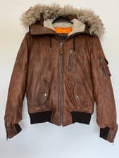 Image of BNWT SCHOTT NYC BROWN LAMBSKIN LEATHER FLIGHT JACKET SIZE M LC3550 VERY RARE DS