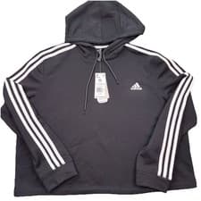 Image of NWT Adidas Women’s Aeroready Primegreen 3-Stripes Hoodie, Black/ White, Size 2XL
