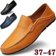Image of Mens Leather Slip on Loafers Casual Moccasin Boat Driving Shoes Smart Pumps UK