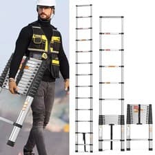 Image of 2.6M-3.8M Telescopic Ladder Heavy Duty Stainless Steel Extendable Non Slip