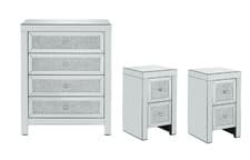 Image of Birlea Anne Mirrored Crystal 4 Drawer Chest + Pair of 2 Drawer Bedside Table Set