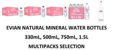 Image of EVIAN Still Natural Mineral Water 330mL, 500mL, 750mL, 1.5L Bottles Multipacks