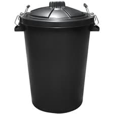 Image of 110l 85l 50l black dustbin with locking lockable handles rubbish waste bin