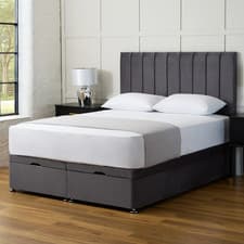 Image of Ottoman Divan Bed Set Plush Velvet Upholstered Gas Lift Storage 24" Headboard