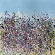 Image of LARGE ORIGINAL ABSTRACT ACRYLIC TEXTURED FLORAL PAINTING On 80 x 80cm Canvas