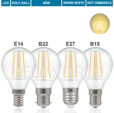 Image of LED Round Golf Ball Bulb 25W 40W SES E14 B22 E27 B15 Warm White Beautiful Light