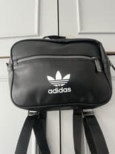 Image of New adidas Originals Adicolor Classic Mini Airliner Bag - Black Faux Leather