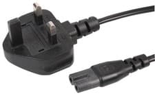 Image of UK Mains Plug to C7 Lead, Black, 1m - PRO ELEC