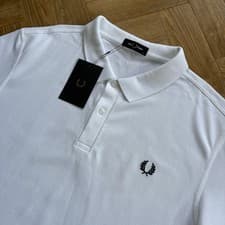 Image of BNWT Fred Perry M6000/100 Short Sleeve Plain Polo Shirt White Men’s Size 2XL XXL