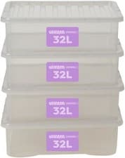 Image of Plastic Storage Box With Lid Wham Crystal 32L Container - Tint Grey (Set of 4)