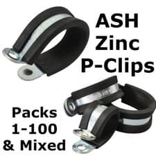 Image of Rubber Lined P Clips Zinc Plated Sizes 5mm to 35mm Packs 1 to 100 & Mixed Clamps
