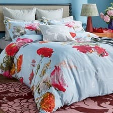Image of Ted Baker Floating Floral Double Duvet Cover & 2 pillowcases Blue Multi NEW