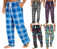 Image of Mens Fleece Lounge Pants Soft Handle Loose Leg Pyjama Bottoms PJs Nightwear