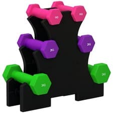 Image of SPORTNOW Hex Dumbbells Set with Dumbbells Rack, 2 x 1kg, 2 x 2kg, 2 x 3kg