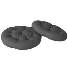 Image of Outsunny Outdoor Seat Cushions Set of 2, Tufted Round Chair Pads, Dark Grey