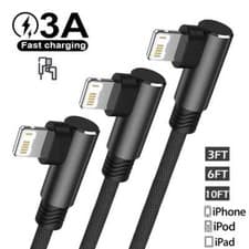 Image of Heavy duty Right Angle 90 degree USB Charger Cable Data Lead For iPhone iPad UK