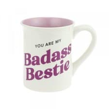 Image of Enesco Our Name Is Mud Badass Bestie Dishwasher Safe Tea Cup Coffee Mug Gift