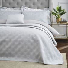 Image of Catherine Lansfield Art Deco Pearl Shell Quilted Bedspread Textured Bedding UK