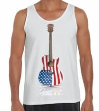Image of Stars and Stripes Acoustic Guitar Mens Guitarist Vest Top