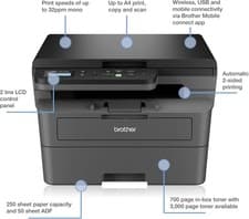 Image of Brother DCP-L2620DW A4 Mono Multifunction Laser Printer +100 % TONER