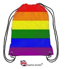 Image of PRIDE RAINBOW DRAWSTRING BAG Tote PE Bag LGBT Multicolored Backpack Rucksack UK