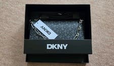 Image of DKNY Bryant Park Demi Bag Black/Grey Logo Crossbody NEW w/ Chain + Strap!!