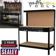 Image of Sealey Workstation 1.2m with Drawers Work Bench Boltless Pegboard Panel