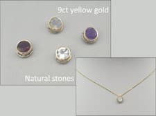 Image of 9ct Yellow Gold Gemstone Sliding Pendant Natural Stones 9K 375 Gold 6mm Pendant