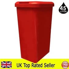Image of Red Kitchen Bin Rectangle Touch Swing and Lift Bin for Waste Recycling 45L