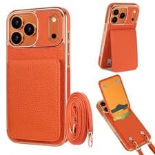 Image of Cross body shoulder belt back flip wallet leather case kickstand card holder