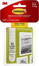 Image of Command Picture & Frame Hanging Strips Value Pack, Large, White - 12 Pairs (24)