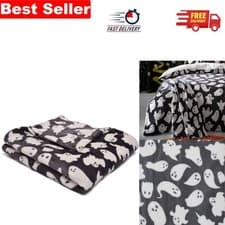 Image of Cozy Halloween Ghost Throw Blanket - Washable, Reversible Design 120cm x 150cm