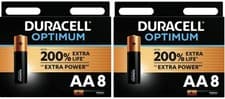 Image of DURACELL Optimum AA Alkaline Batteries - Pack of 8 (X2)