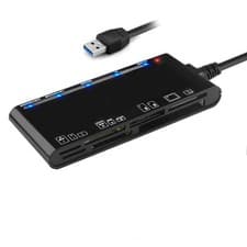 Image of Multi-Slot USB 3.0 Memory Card Reader SD Micro SD CF TF MS XD 7-In-1 Adapter Hub