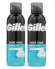 Image of 2 X Gillette Men Shaving Foam Sensitive Skin Original Scent Clean Shave 200ml