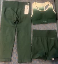 Image of NEW: USA Pro Matching Gym Set Leggings, Sports Bra and Shorts, Seamless UK 6/8